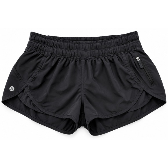 lululemon athletica Pants - Lululemon Womens Running Shorts Black Lined Zip Pocket Reflective No Size Tag